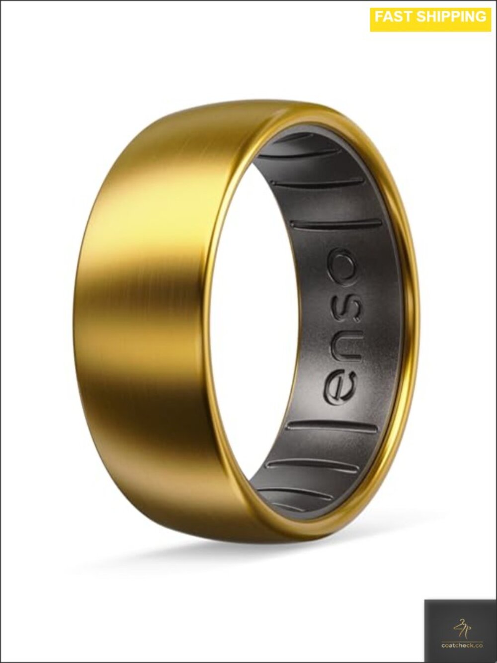 18K Gold Plated Titanium Hybrid Ring Silicone Band Comfort Fit